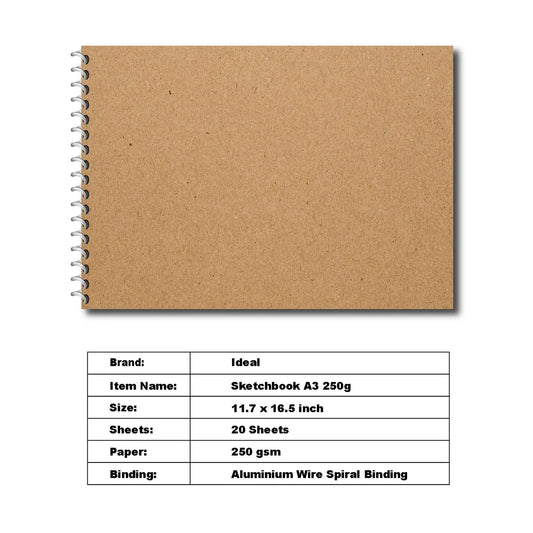 A3 250 GSM Textured Sketchbook for Acrylic and Watercolor