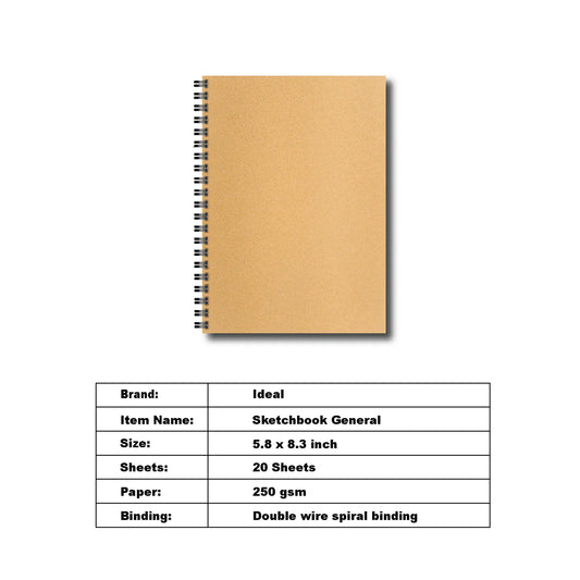 A5 250 GSM Painting Sketchbook Brown Hardbound Cover