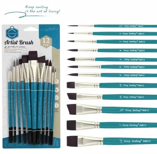 Keep Smiling 12-piece paint brush set